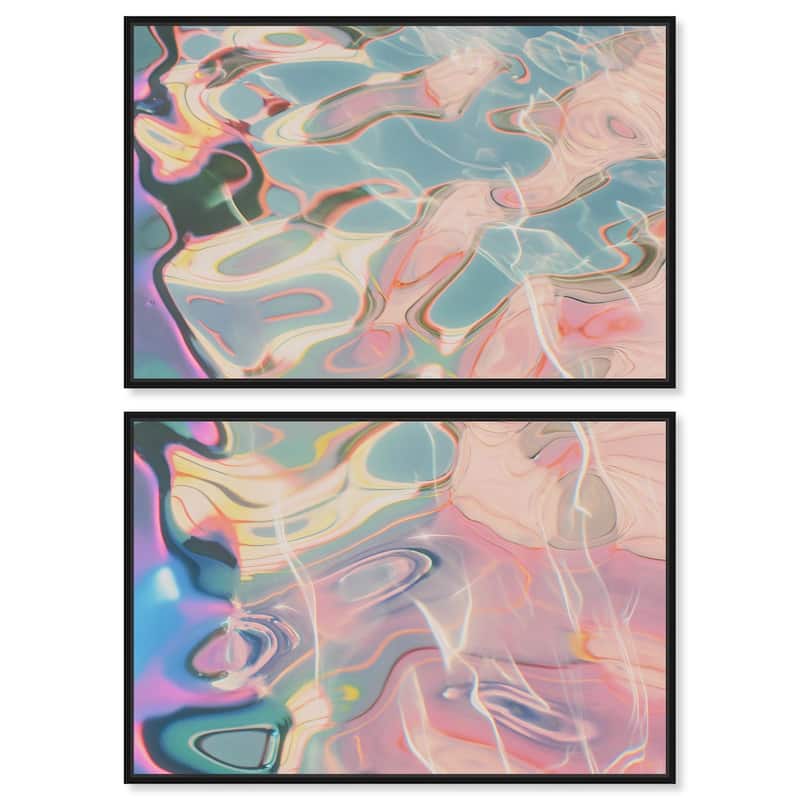 Metallic Drift I Canvas Set of 2 by Art Remedy - 24" x 16" - Black