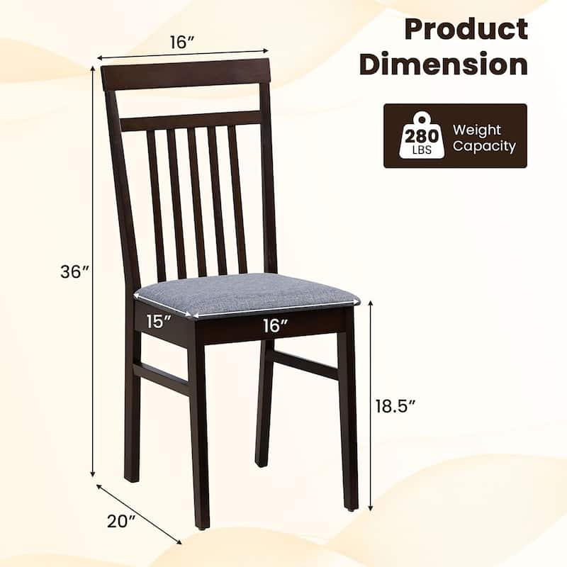 Gymax Upholstered Dining Chair Set of 2 Kitchen Armless Padded w/