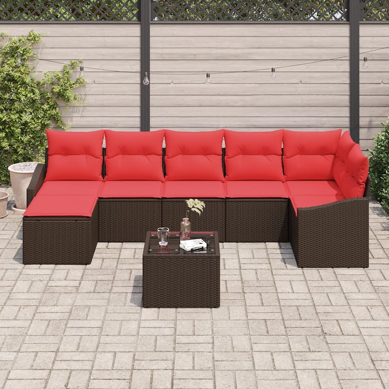 vidaXL 8 Piece Garden Sofa Set with Cushions - 113.6×48.6×27.2