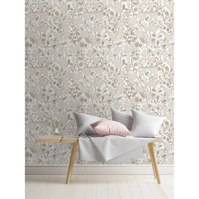 A-Street Prints Ewald Beige Garden Vines Wallpaper
