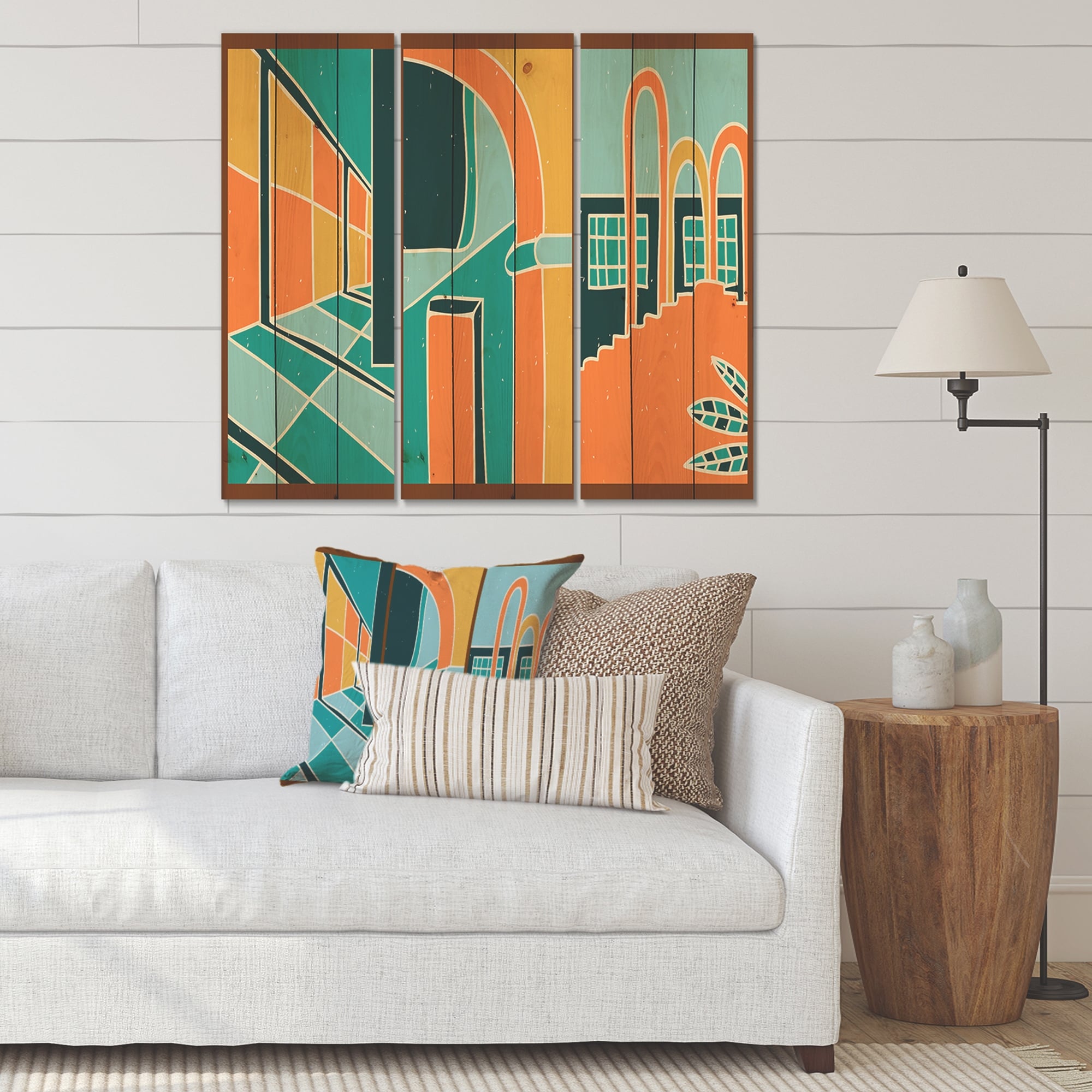 Designart 'Geometric Shapes Building Windows In Vintage-image