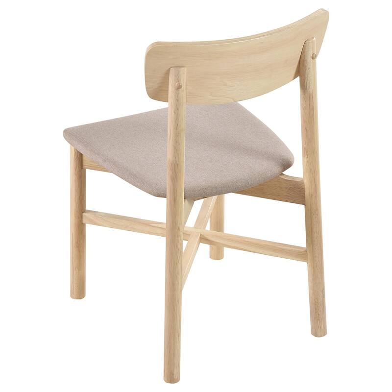 Rida Dining Side Chair Set of 2, Gray Fabric, White Washed Hardwood