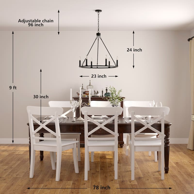 Acroma 6-light Farmhouse Rustic Round Wagon Wheel Chandelier with UL - 23''
