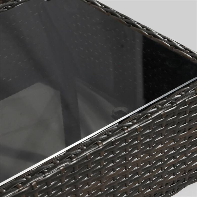 4-Piece Outdoor Patio Furniture Set PE Rattan Sofa Chairs and Tempered Glass Table with Cushions for Garden Balcony Porch