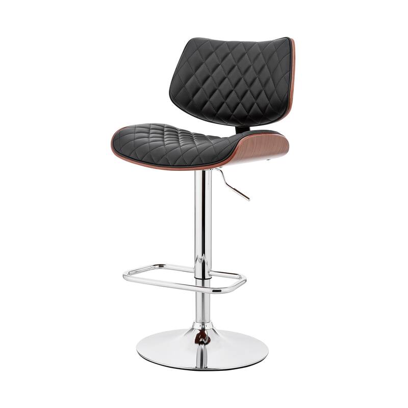 Faux Leather Adjustable Bar Stool with Swivel Seat and Chrome Matte Frame