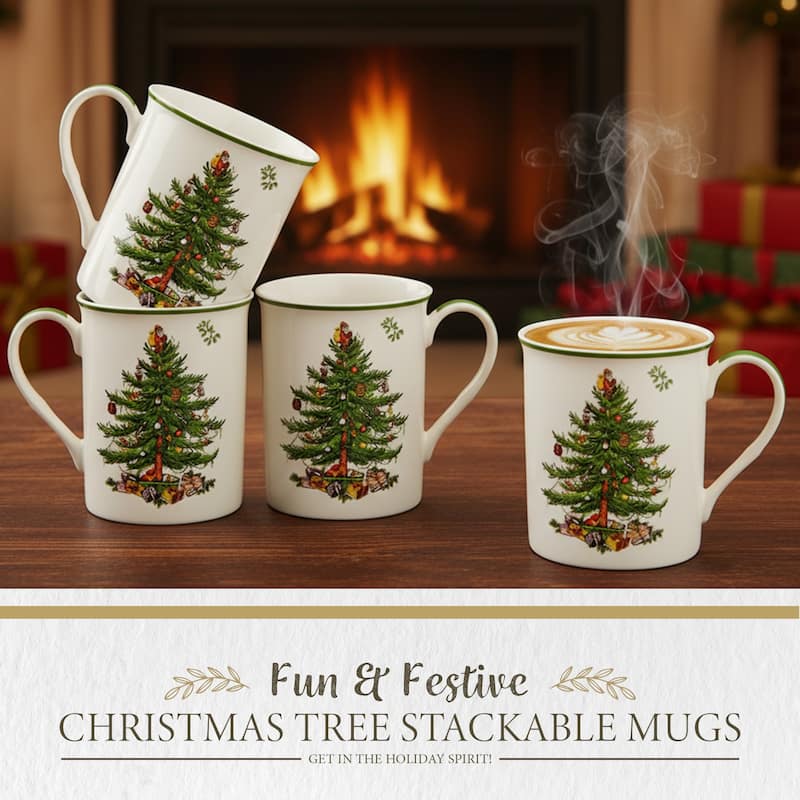 Spode Set of 2 Christmas Tree Stacking Mug