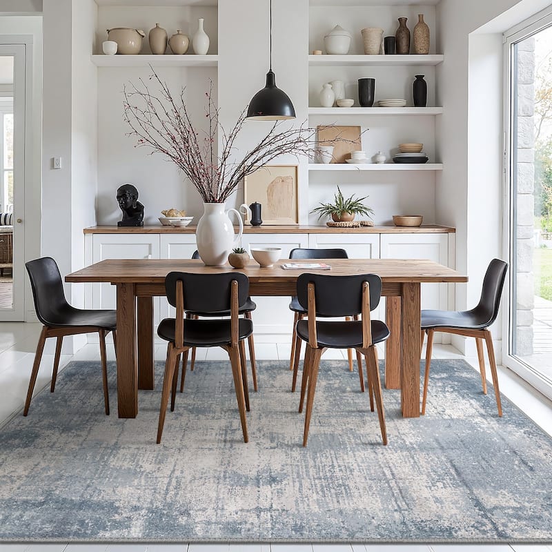 Mcow Abstract Harmony Collection Abstract Low-Pile Washable Area Rug - 8' x 10'