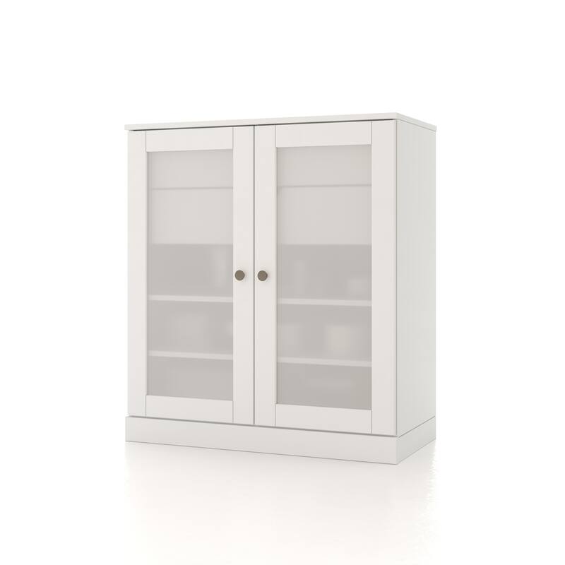 Palace Imports 100% Solid Wood 32" Bathroom Cabinet with Frosted Glass Doors, 2-Drawers and Adjustable Shelves