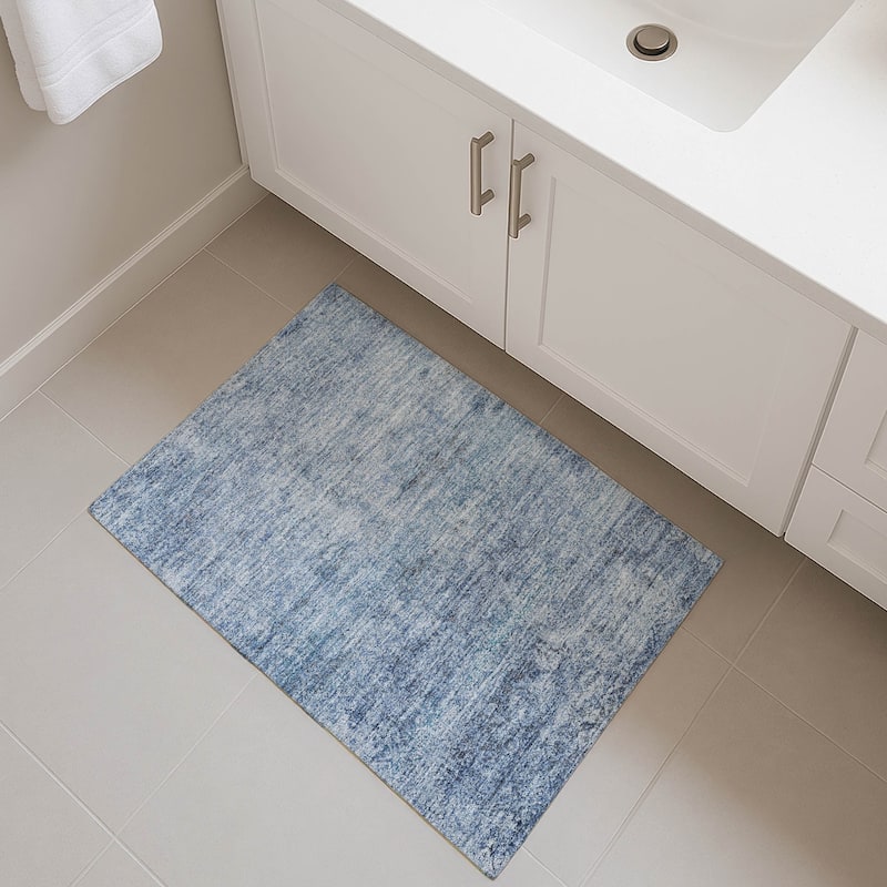 Premium Washable Super Soft Vintage Traditional Mayfield Rug - Blue - 1'8" x 2'6"