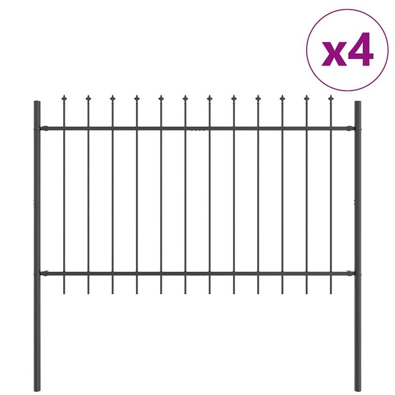 vidaXL Garden Fence Grey Powder-coated Steel