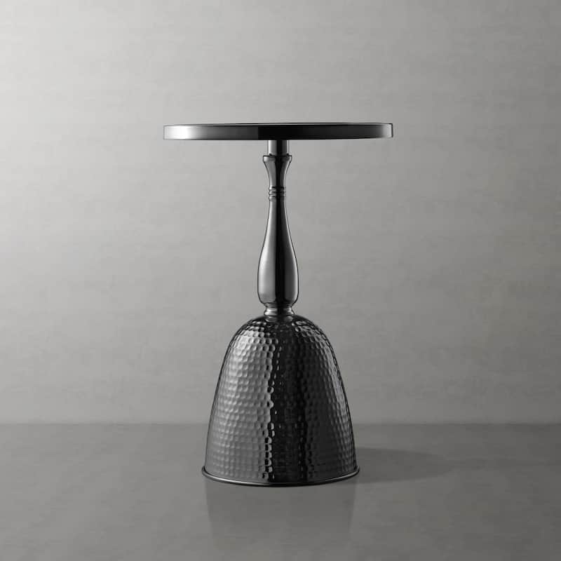DH LUX Modern 16-inch Metal Round End Table with Pedestal Base by Denhour