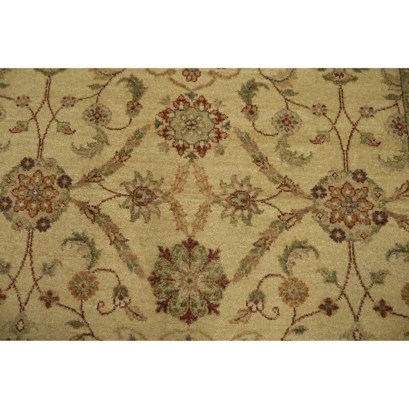 Hand Knotted Oriental 100% Wool Carpet Transitional All-Over Beige & Ivories Oushak Area Rug - 8' 10'' X 5' 10''