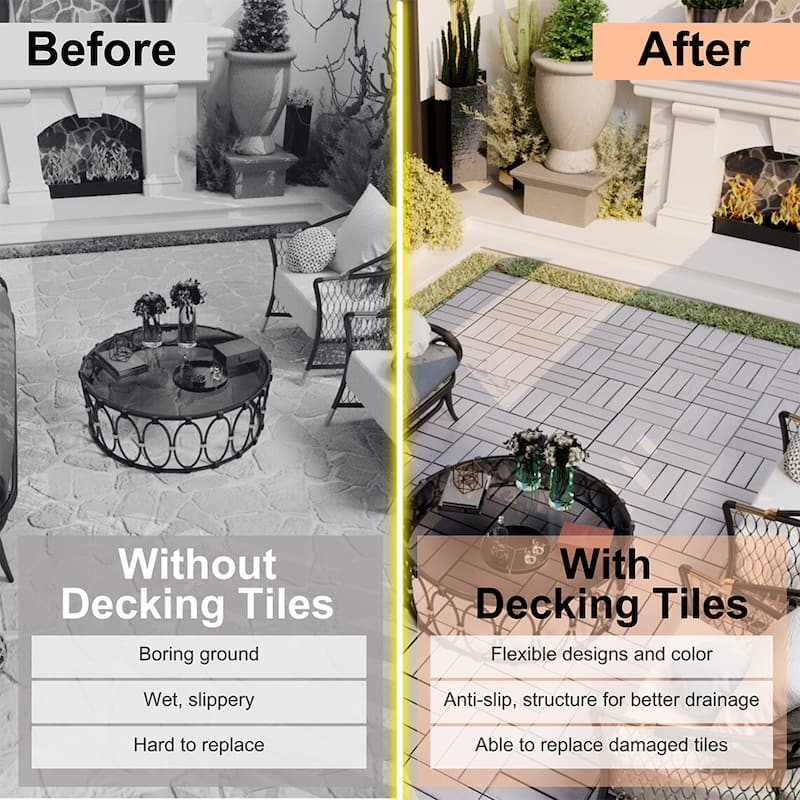 1 ft. x 1 ft. Acacia Wood Outdoor Interlocking Deck Tiles, Box of 10