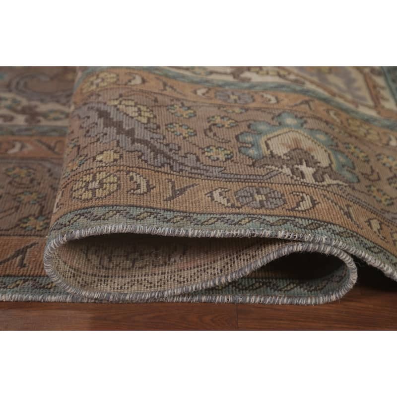 Over-Dyed Brown Tabriz Persian Vintage Area Rug Handmade Wool Carpet - 8'3"x 11'9"