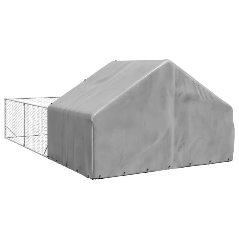 vidaXL Outdoor Dog Kennel Galvanized steel Large Outdoor Dog Kennel
