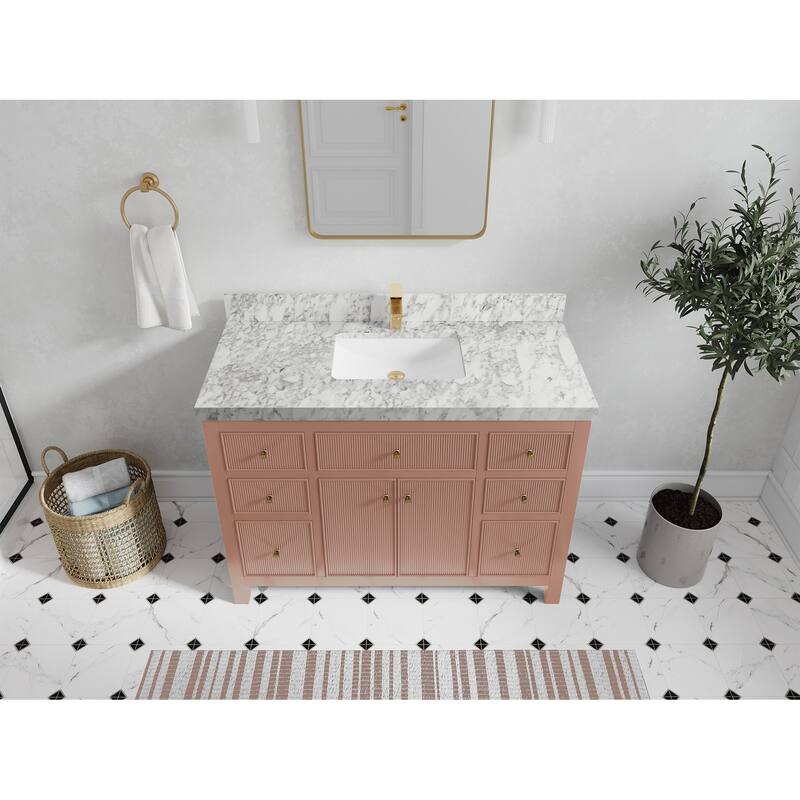 Willow Collections 48 in W x 22 in D Sonoma Free Standing Reeded Single Sink Bathroom Vanity with Countertop