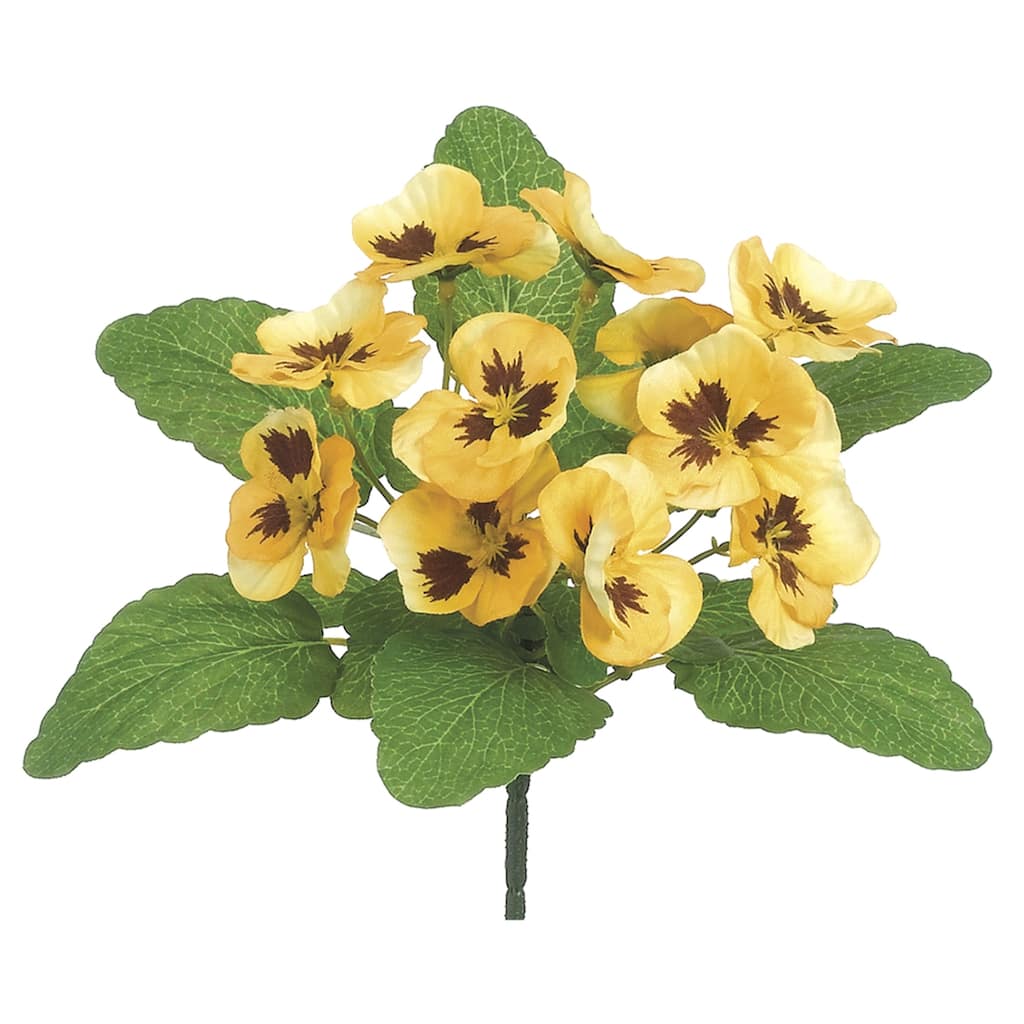Artificial Pansy Floral Pick Spray - 11" - Yellow and Green