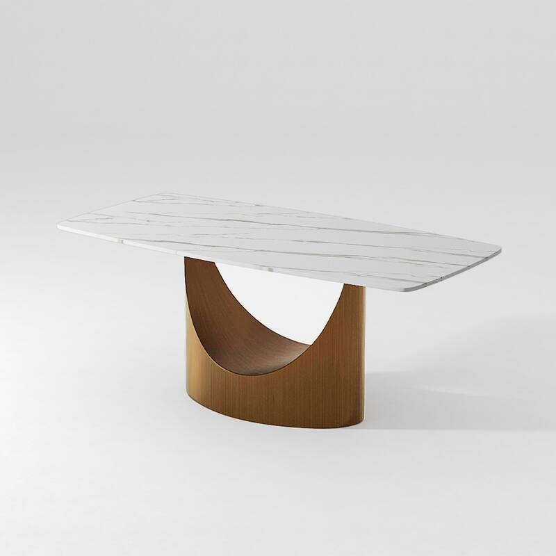 63"-94" Hobart Modern Dining Table with Rectangular Sintered Stone Tabletop and Carbon Steel Leg for 4-10