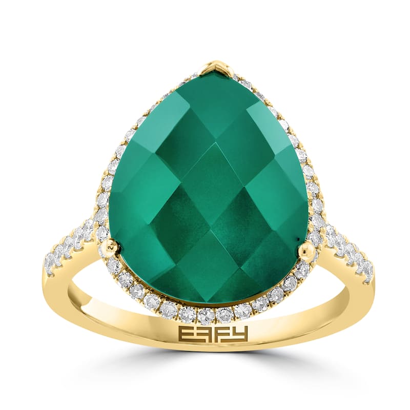 EFFY 14K Gold Diamond,Green Onyx Pear Ring