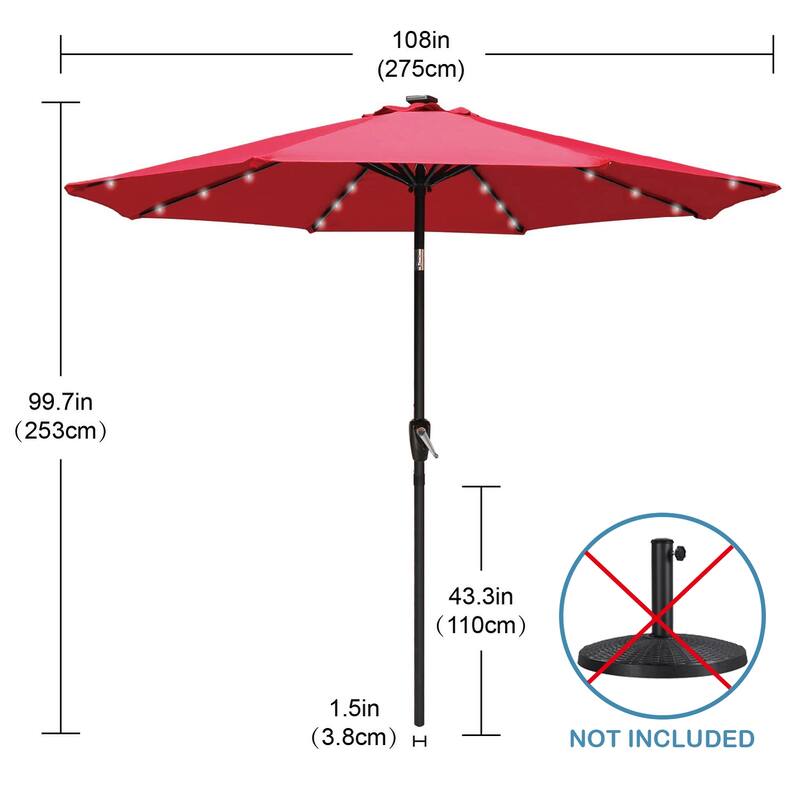 ABCCANOPY 9FT Outdoor Patio Solar Umbrella with 32LED Lights