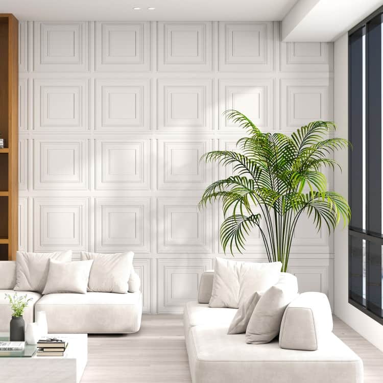 White PVC 3D Drop Ceiling Tiles 12-Pack 24"x24" for DIY Walls and Ceilings