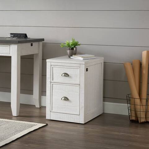 Monterey 2 Drawer Solid Wood File Cabinet with Fingerprint Lock White Stain