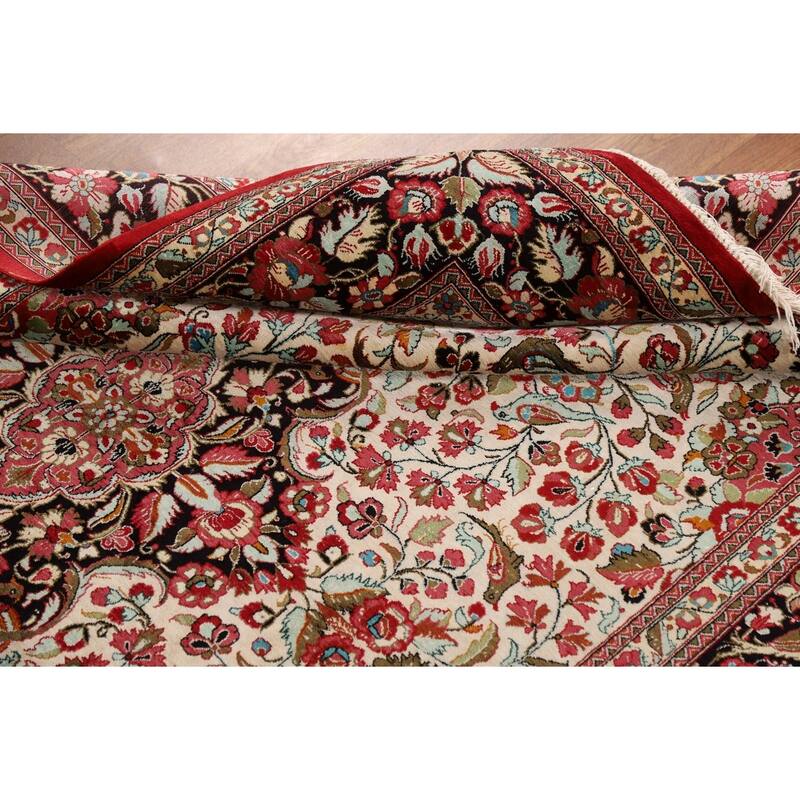Floral Qum Persian Rug Traditional Handmade Silk Carpet - 4'6"x 7'0"