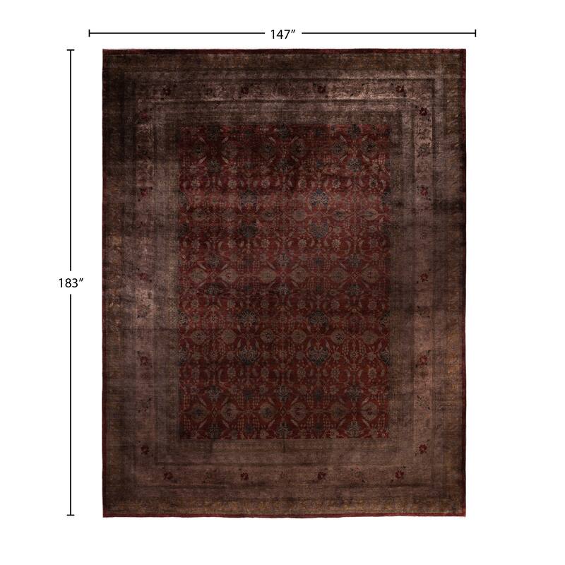 Overdyed One-of-a-Kind Hand-Knotted Area Rug - Red - 12' 3" x 15' 3"