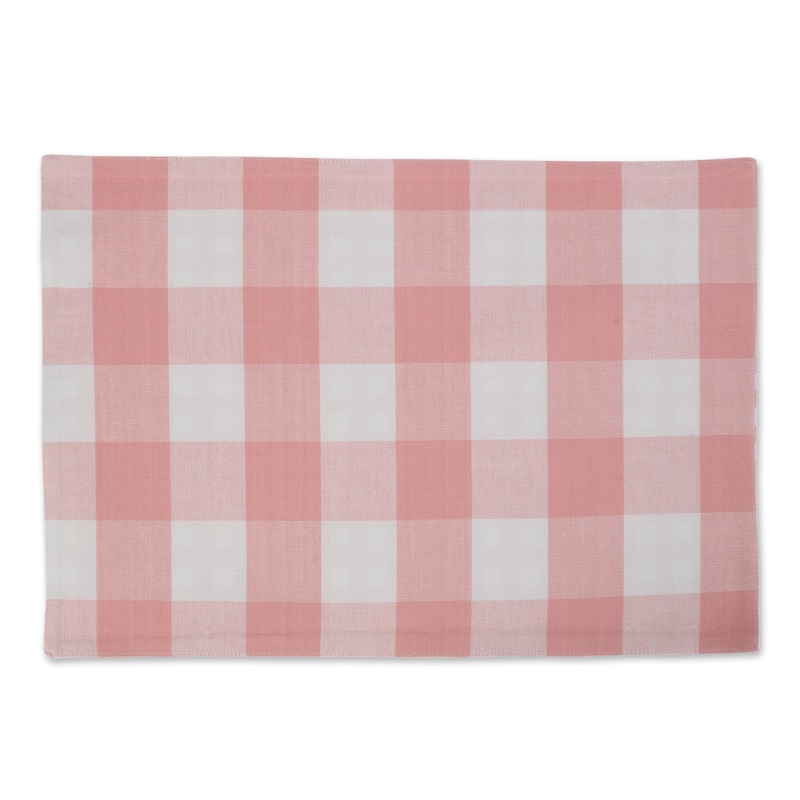 DII Pink & White Reversible Gingham Buffalo Check Placemat Set, 4 Piece