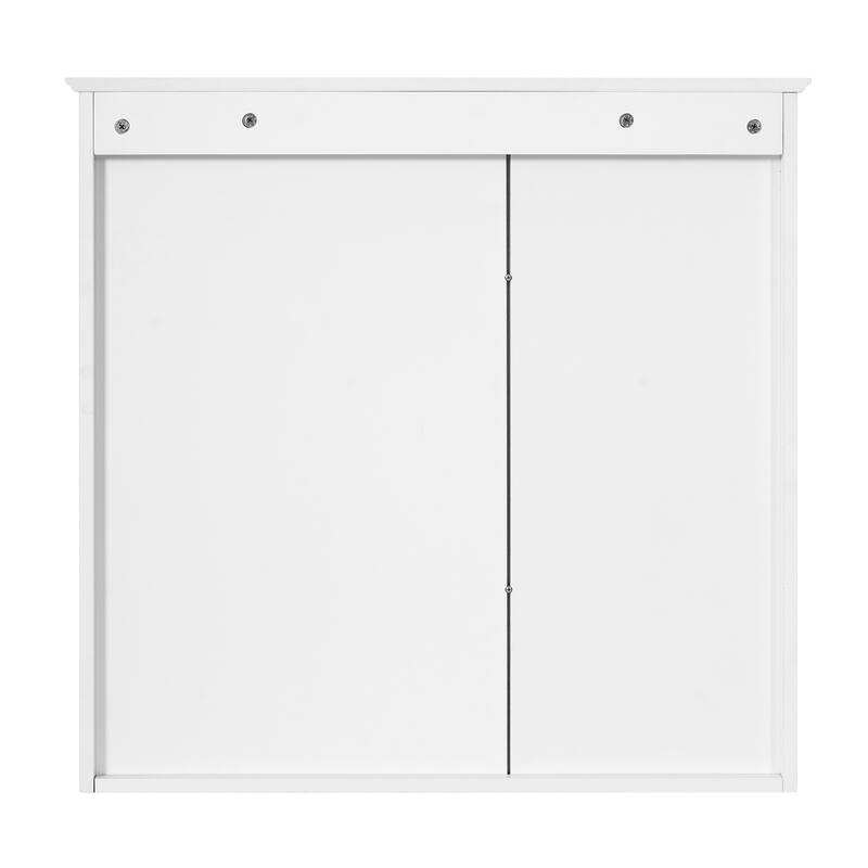 30 Inch Mirror Medicine Cabinet with Open Shelves, Wall Mounted Home Storage with Doors & Mirror, Adjustable Shelf