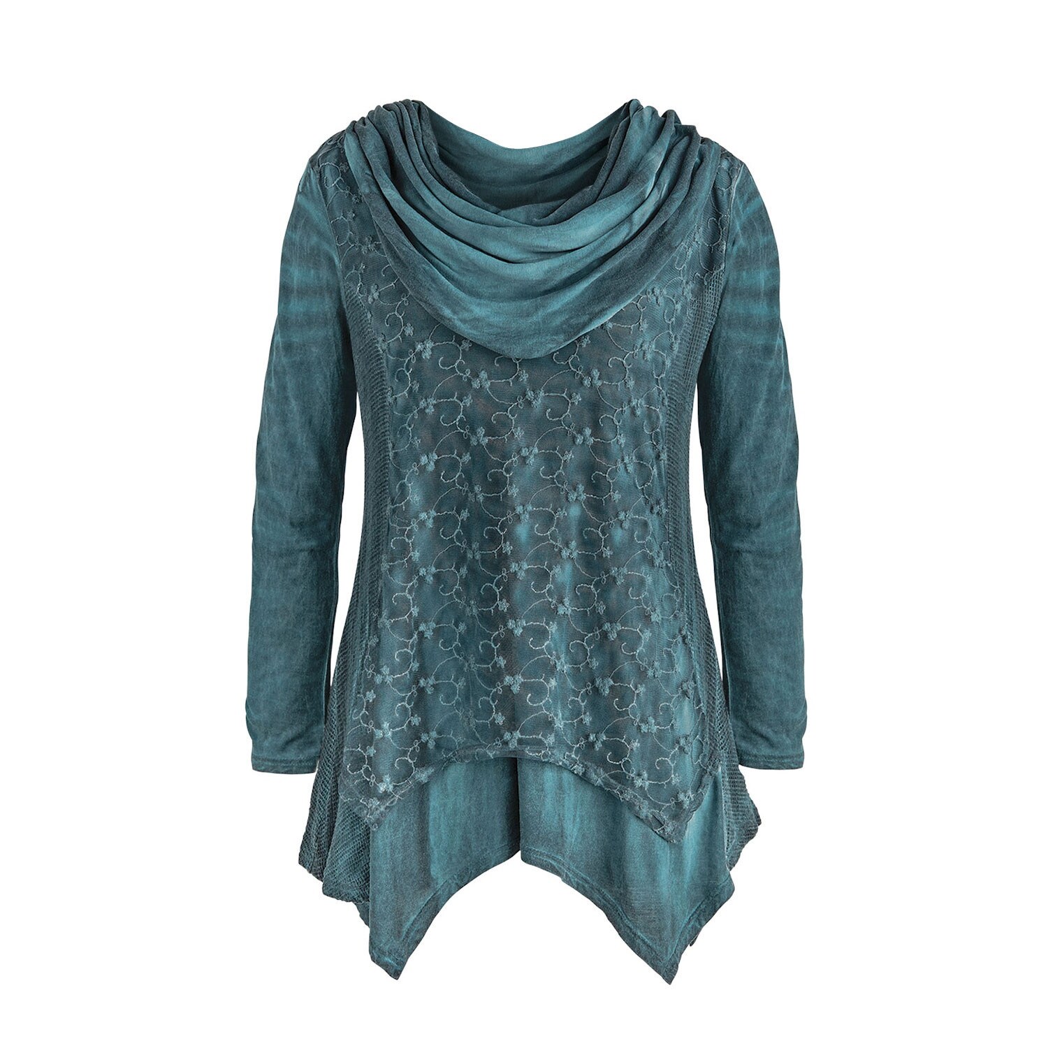 Shop Catalog Classics Women S Lace Embroidered Teal Tunic Top