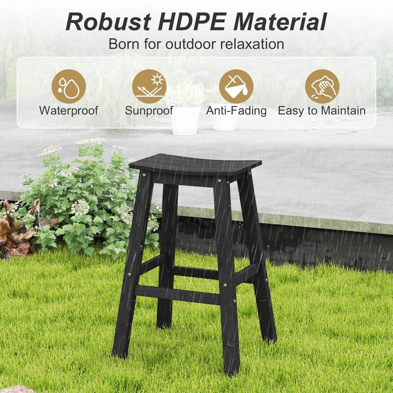 Gymax 3PCS Outdoor HDPE Bar Table & Chair Set for 2 w/ Footrests for