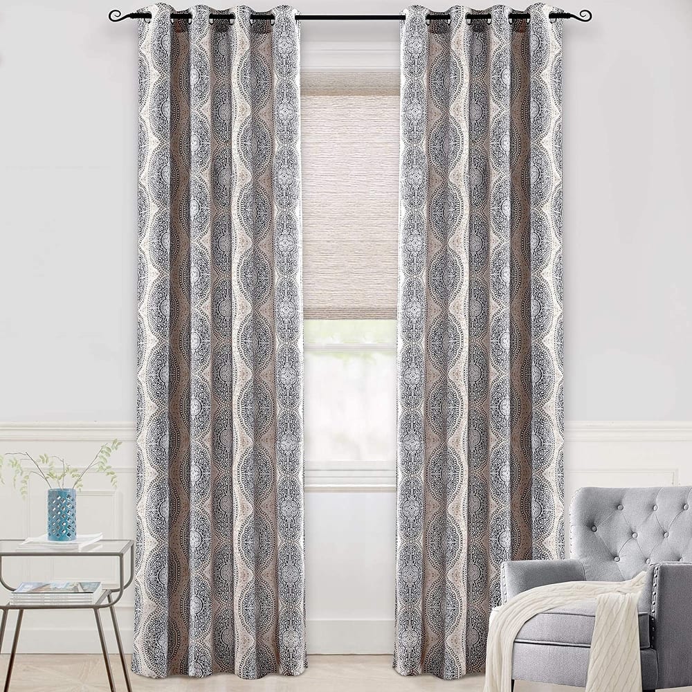 DriftAway Adrianne Pastel Damask Room Darkening Curtain Panel Pair