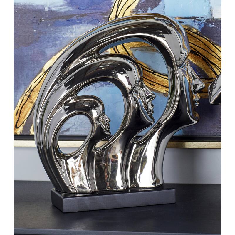 Porcelain Ceramic Face Decorative Sculpture - Silver - Roche River Decor