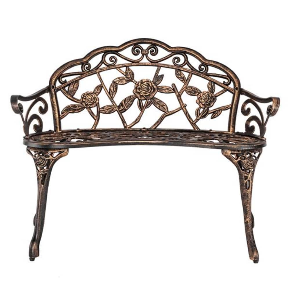 38.5" Cast Aluminum Outdoor Courtyard Decoration Park Leisure Rose Chair - N/A