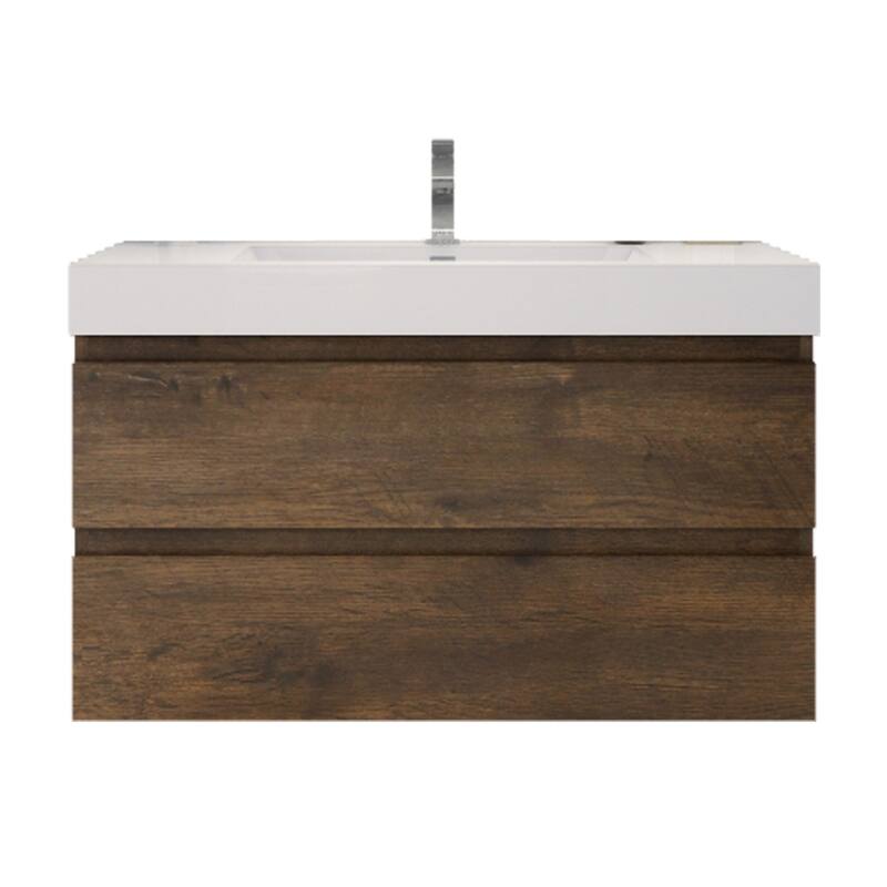 Baillie 42'' Wall-Mounted Vanity with Reinforced Acrylic Sink - 42''Width - Rose Wood
