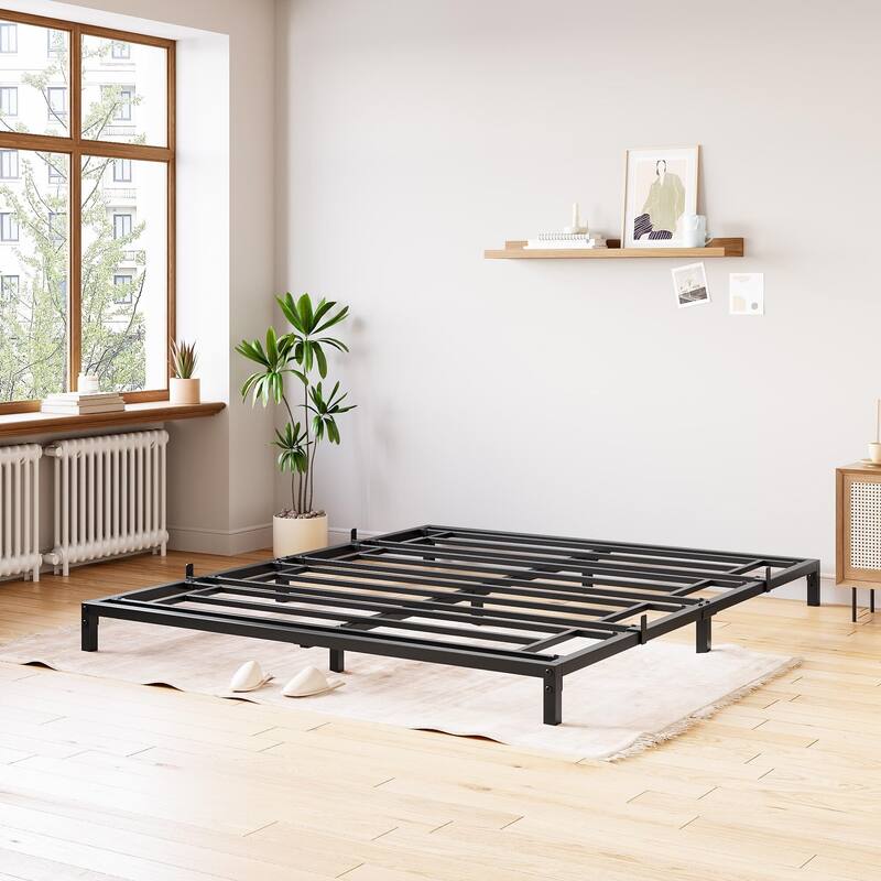 Bed Frame No Box Spring Needed - Black-8" - Queen