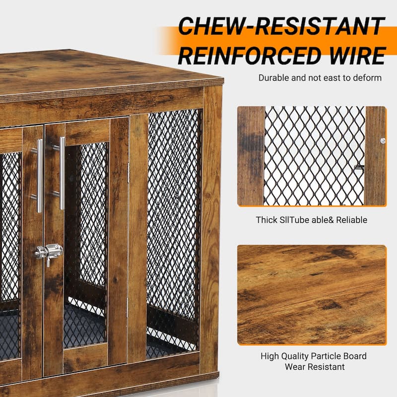 Furniture Dog Crate With Tray For Large Dogs, Indoor Aesthetic Puppy Kennel Pet House Dog Cage With Door