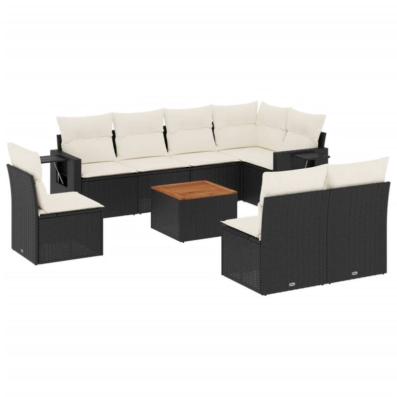 vidaXL Garden Sofa Set 9 Piece with Cushions Outdoor Sofa Set Poly Rattan