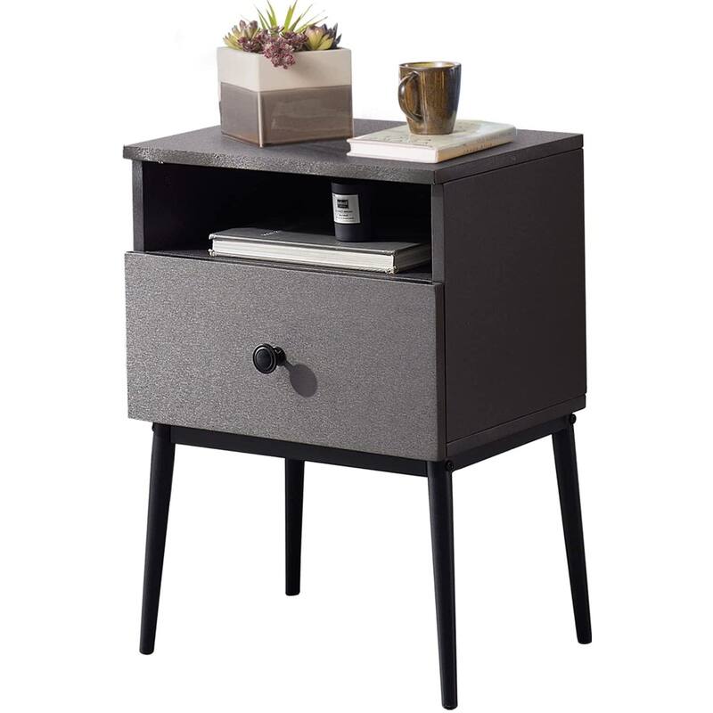 VECELO Modern 1-Drawer Wood Nightstand