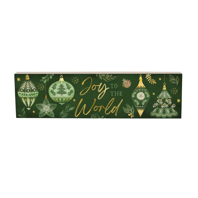 Shades of Green Mantel Sign - "Joy To The World" - 18" x 5" - Multicolor