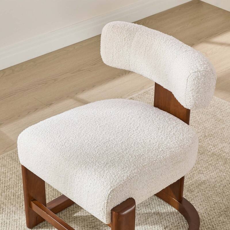 Spruce & Spring Arya Upholstered Boucle Dining Chair with Solid Wood Frame
