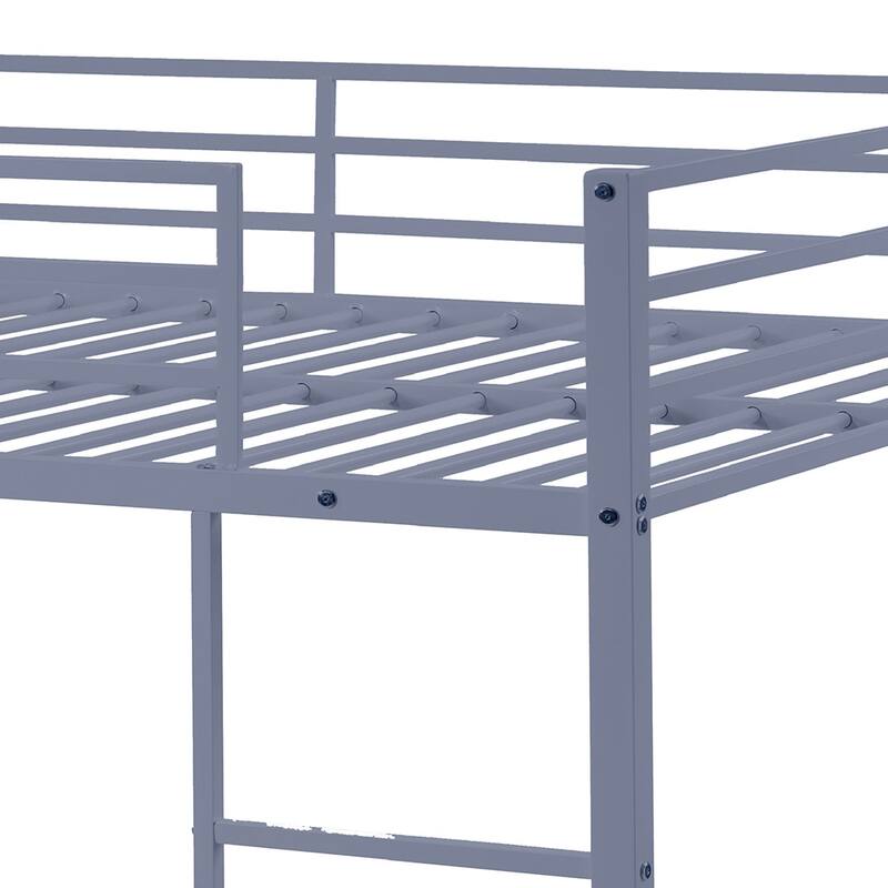 Heavy Duty Metal Bunk Bed, Built-In Ladder, Safety Rails, No Boxspring