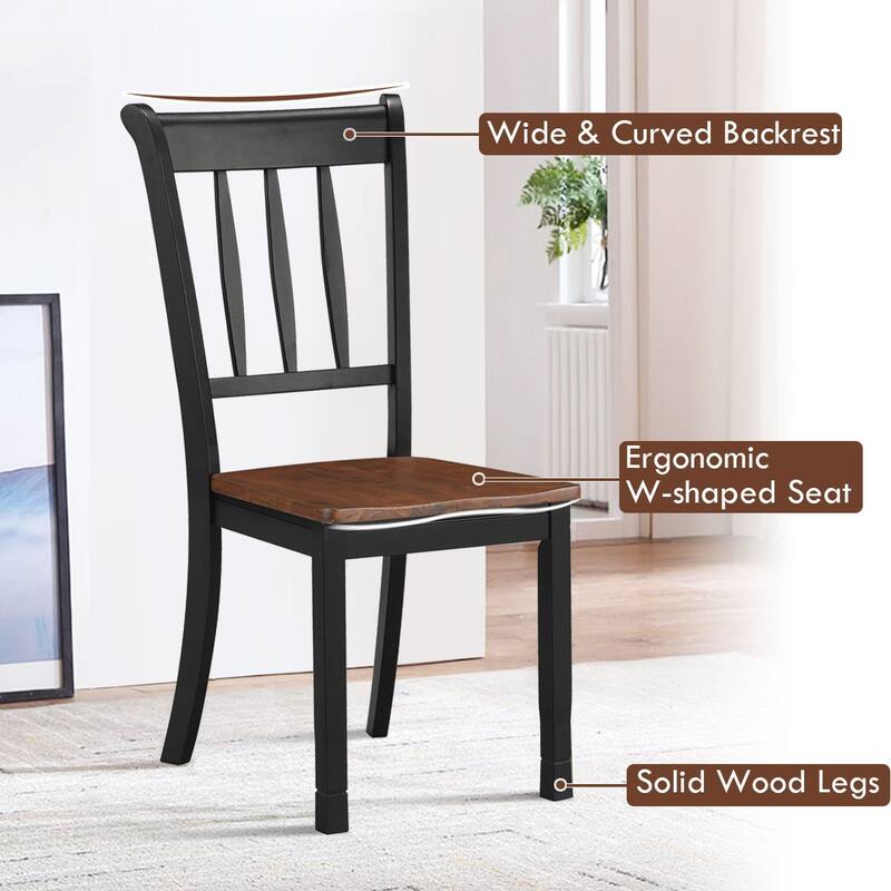 Costway Set of 2 Wood Dining Chair High Back Kitchen Whitesburg Side