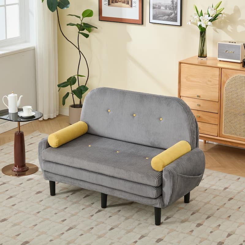 Velvet Sofa Bed, Loveseat with Adjustable Backrest, Sleeper Sofa Daybed with Built-In USB Port