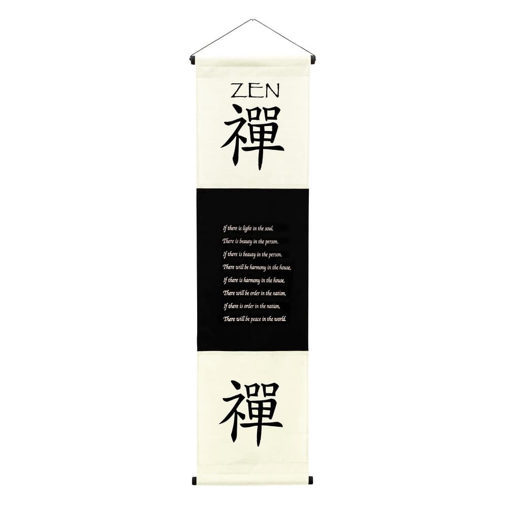 Inspirational Wall Decor "Zen" Banner Large, Inspiring Quote Hanging Scroll, Affirmation Motivational, Thought Saying Tapestry