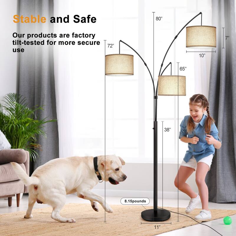 80" Tree Floor Lamp with Remote Control and Dimmable 3 Color Tempetures