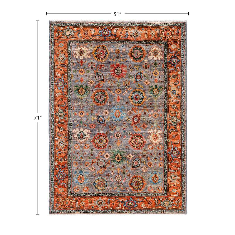 Serapi One-of-a-Kind Hand-Knotted Area Rug - Gray - 4' 3" x 5' 11"