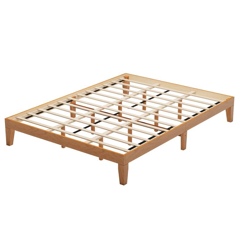 12" Wood Platform Bed Frame - California King, No Box Spring, Easy Assembly​ - Pine - Queen
