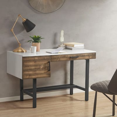 Computer Home Office Desk with 2 Drawers, 47 Inch Small Desk Study Writing Table